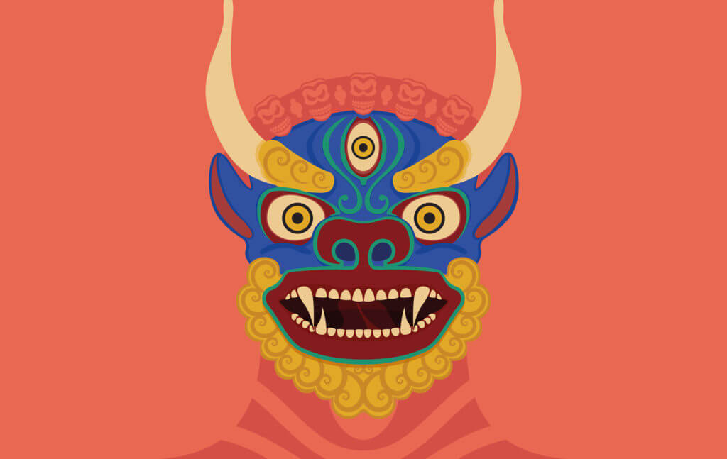 Illustrazioni maschere Cham buddiste