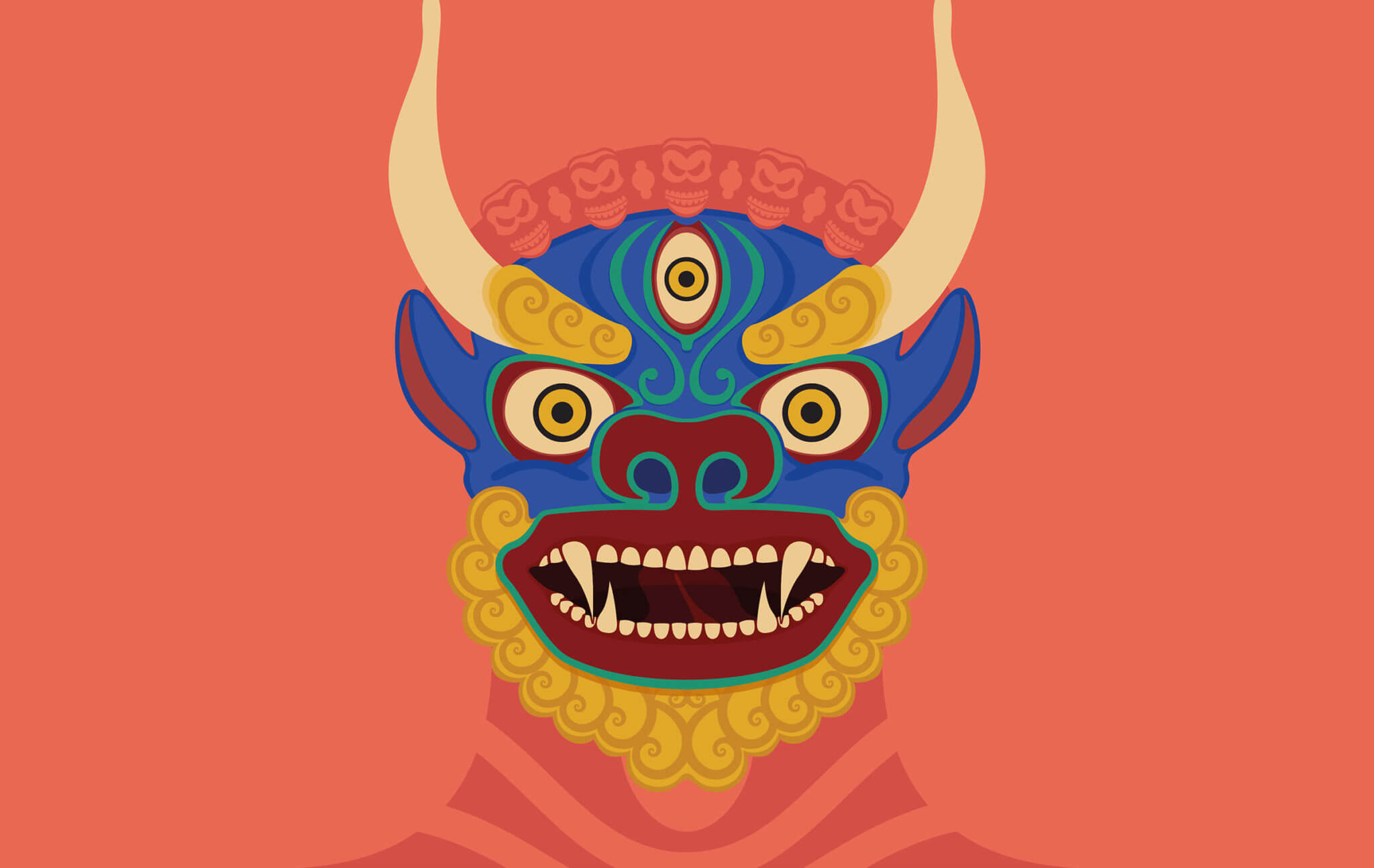 Illustrazioni maschere Cham buddiste