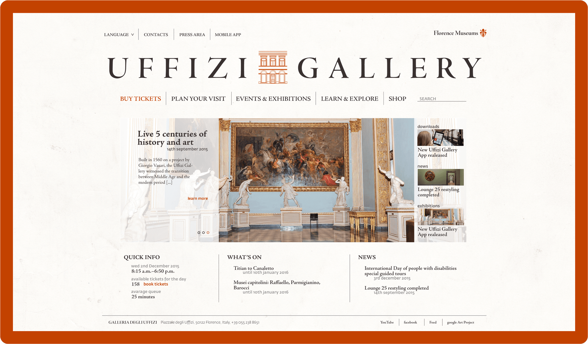 Web Design sito web Galleria Uffizi
