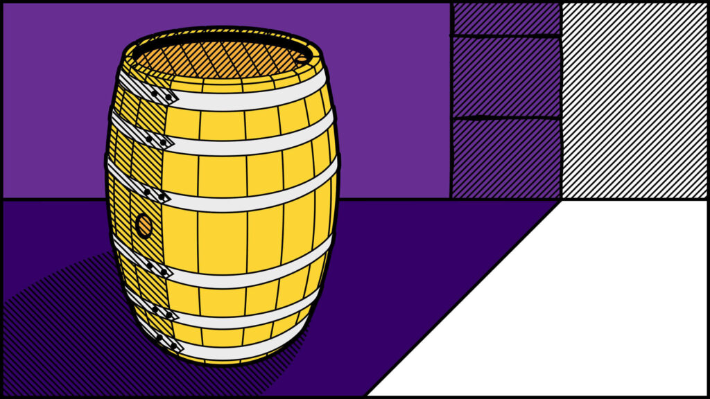 Illustrazione botte vino pop art