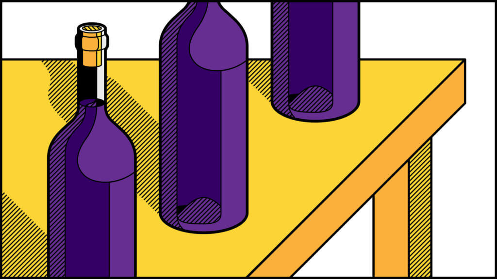 Illustrazione bottiglie vino pop art