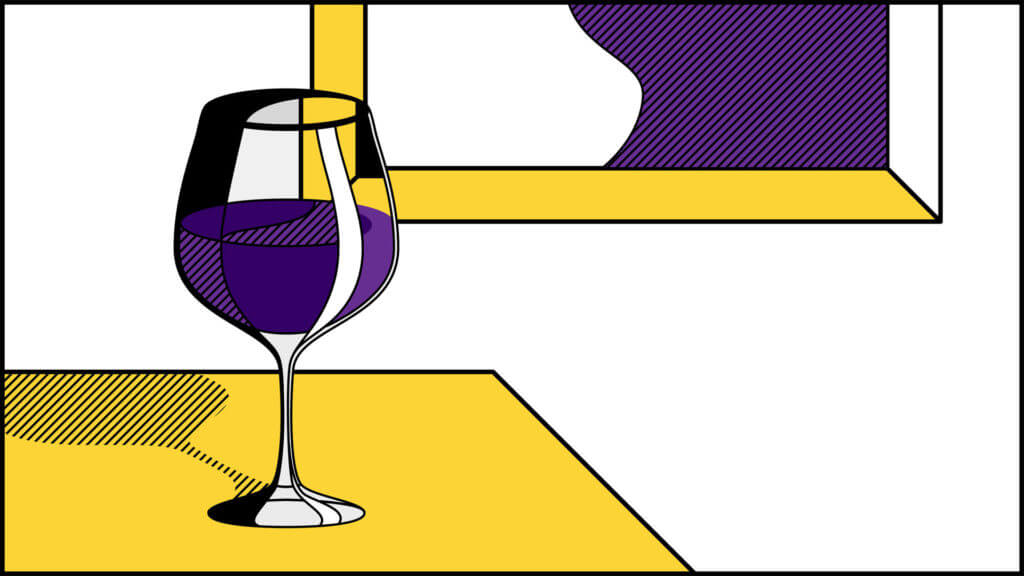 Illustrazione bicchiere vino pop art