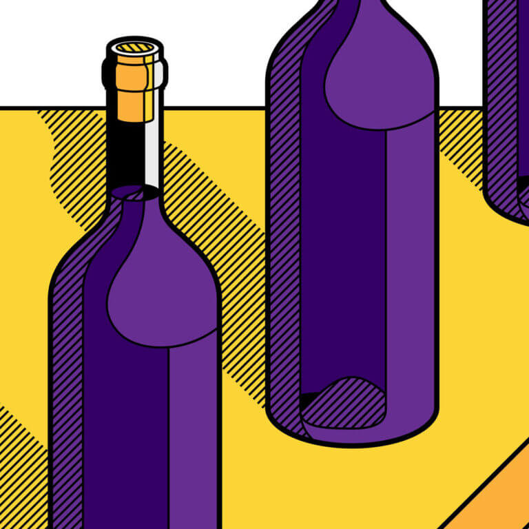 Illustrazione di alcune bottiglie di vino