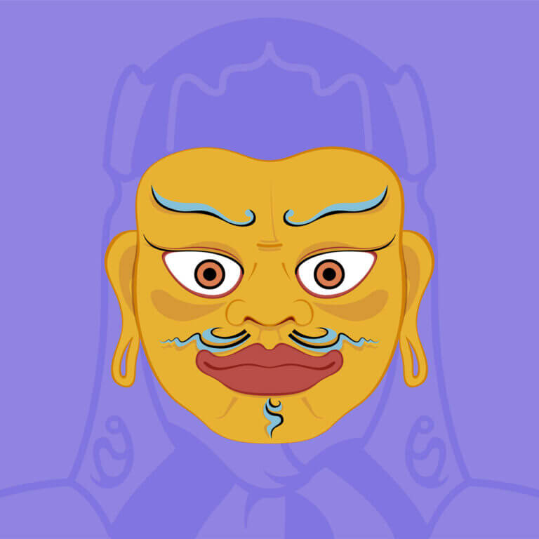 Illustrazione maschera buddista indiana - Guru Padmavajra