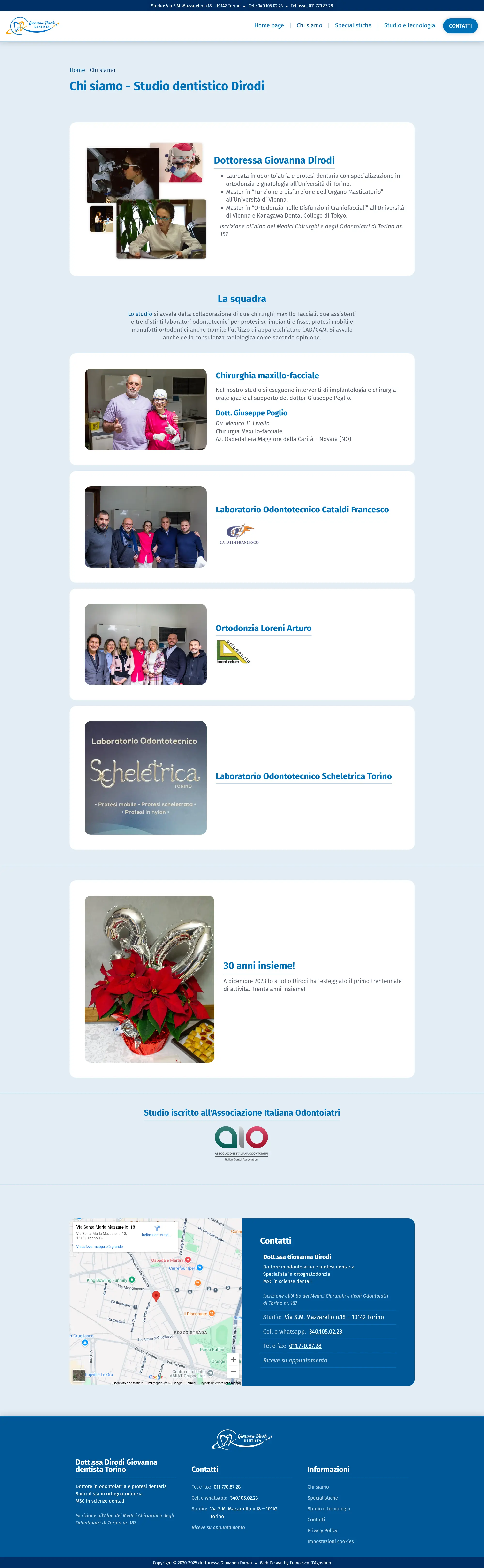 UI Design pagina chi siamo per versione desktop