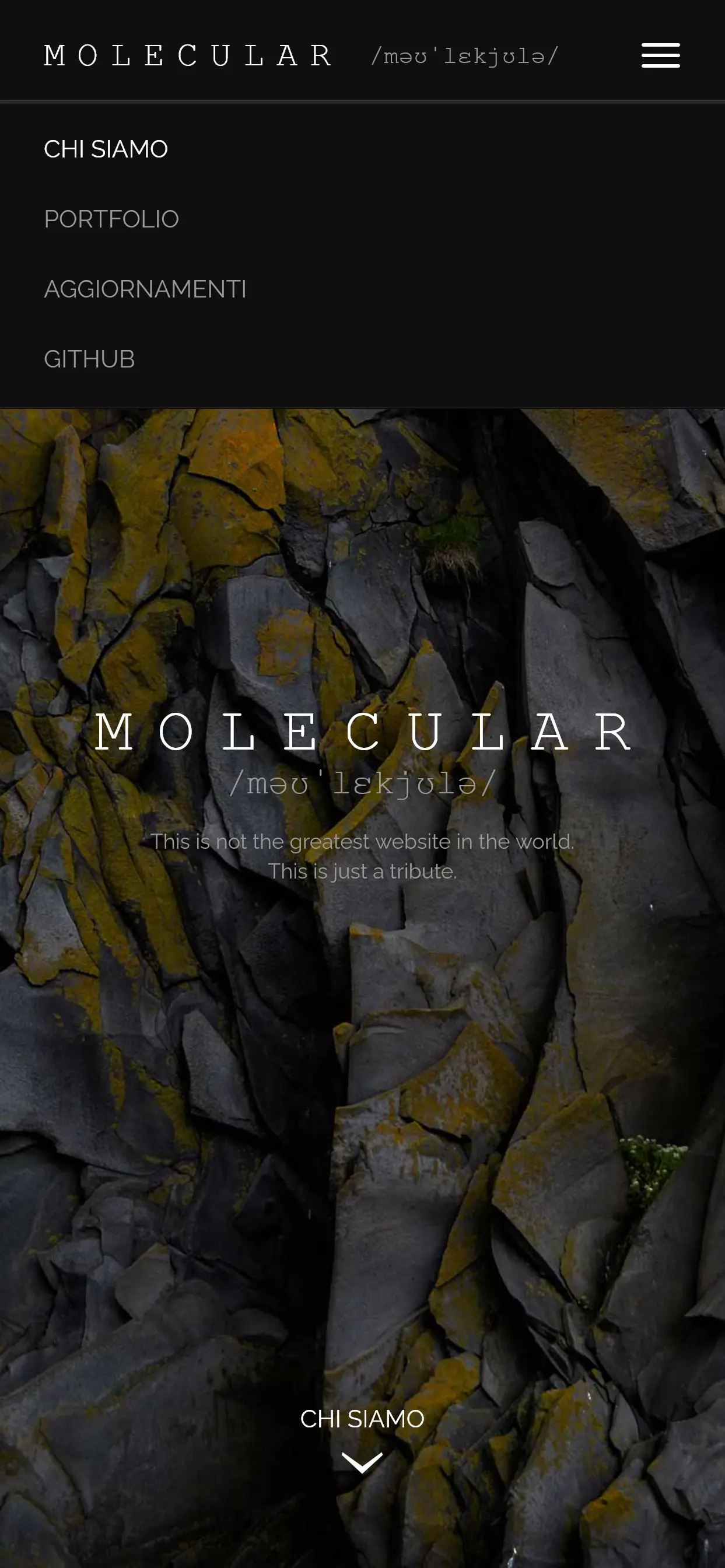 Menù di navigazione sito web versione mobile